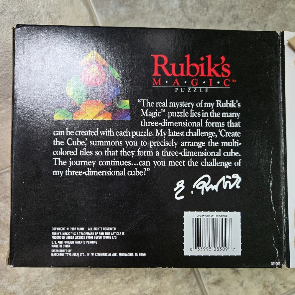 Vintage 1987 Matchbox Rubik's Magic Puzzle Cube Brain Teasers